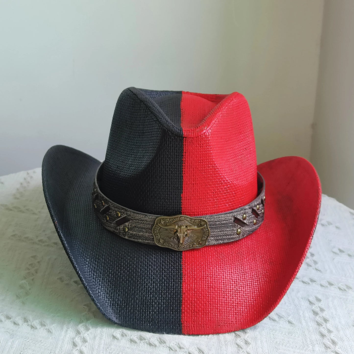 Hand-painted Western Cowboy hat Bronze green hat for men women Large Brim stiff straw hat summer sombrero vaquero hombreковбойс