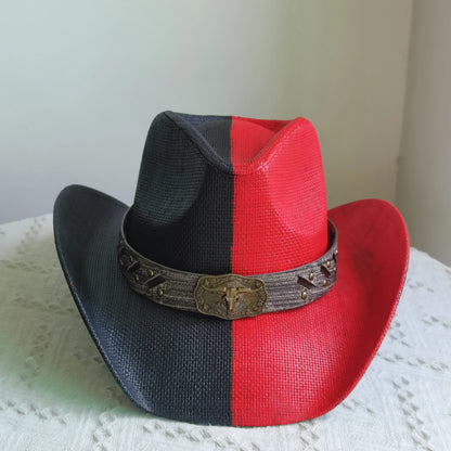 Hand-painted Western Cowboy hat Bronze green hat for men women Large Brim stiff straw hat summer sombrero vaquero hombreковбойс