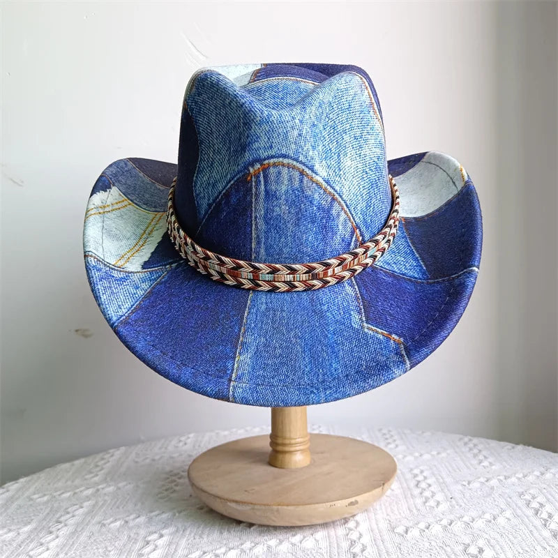 Ethnic Style Cowboy Hat Fashion Chic Unisex Solid Color Jazz Hat With Bull Shaped Decor Western Cowboy Hats
