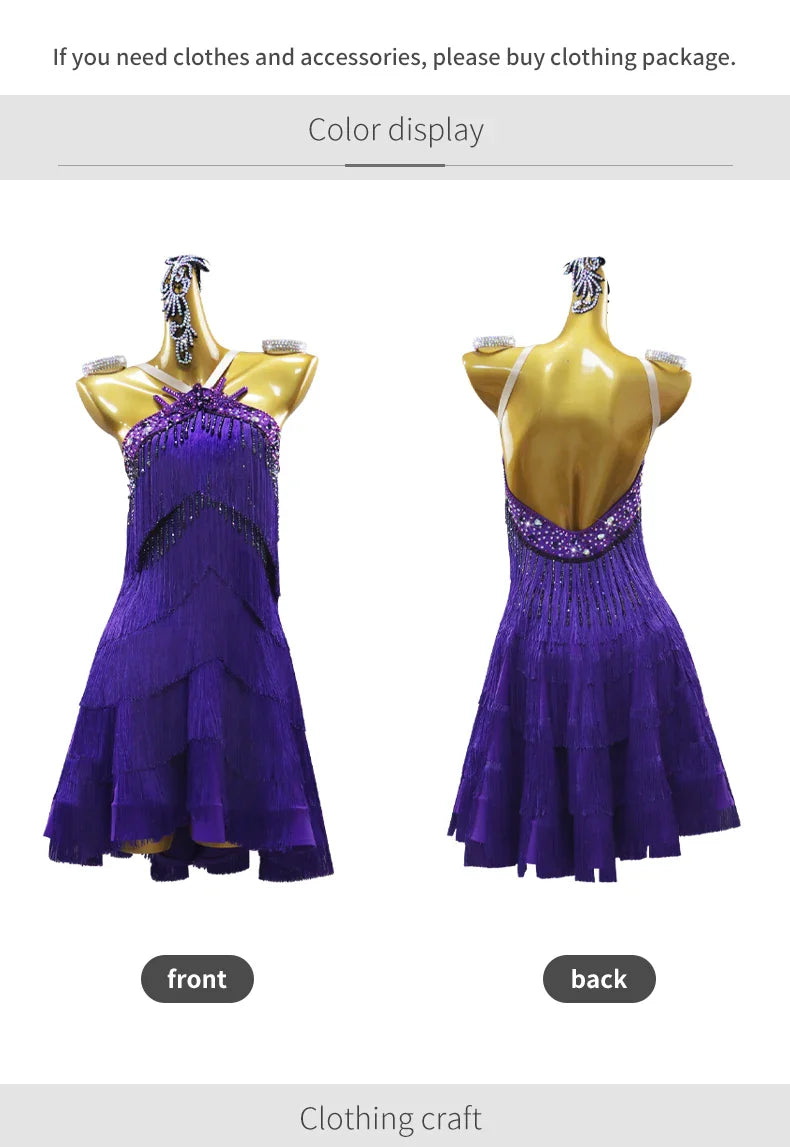 Costumes de danse latine, robe de soirée pour femme, tenue de performance de samba, compétition 2026, vêtements de bal pour adultes, tenue de danse pour filles, costume à franges sportif