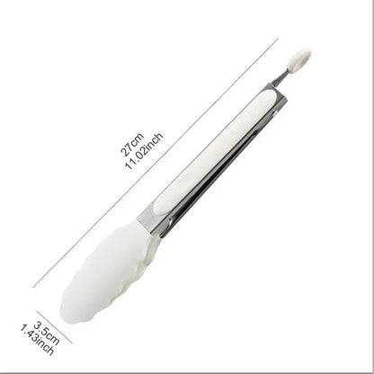 9" Stainless Steel Food Tongs, Non-Stick Silicone Cooking Tongs, Outdoor Salad and Bread Utensils, Kitchen Accessories