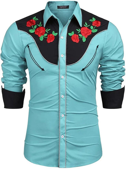 Chemise en denim western pour homme, confortable et douce, à manches longues, idéale pour le quotidien, avec boutons tendance
