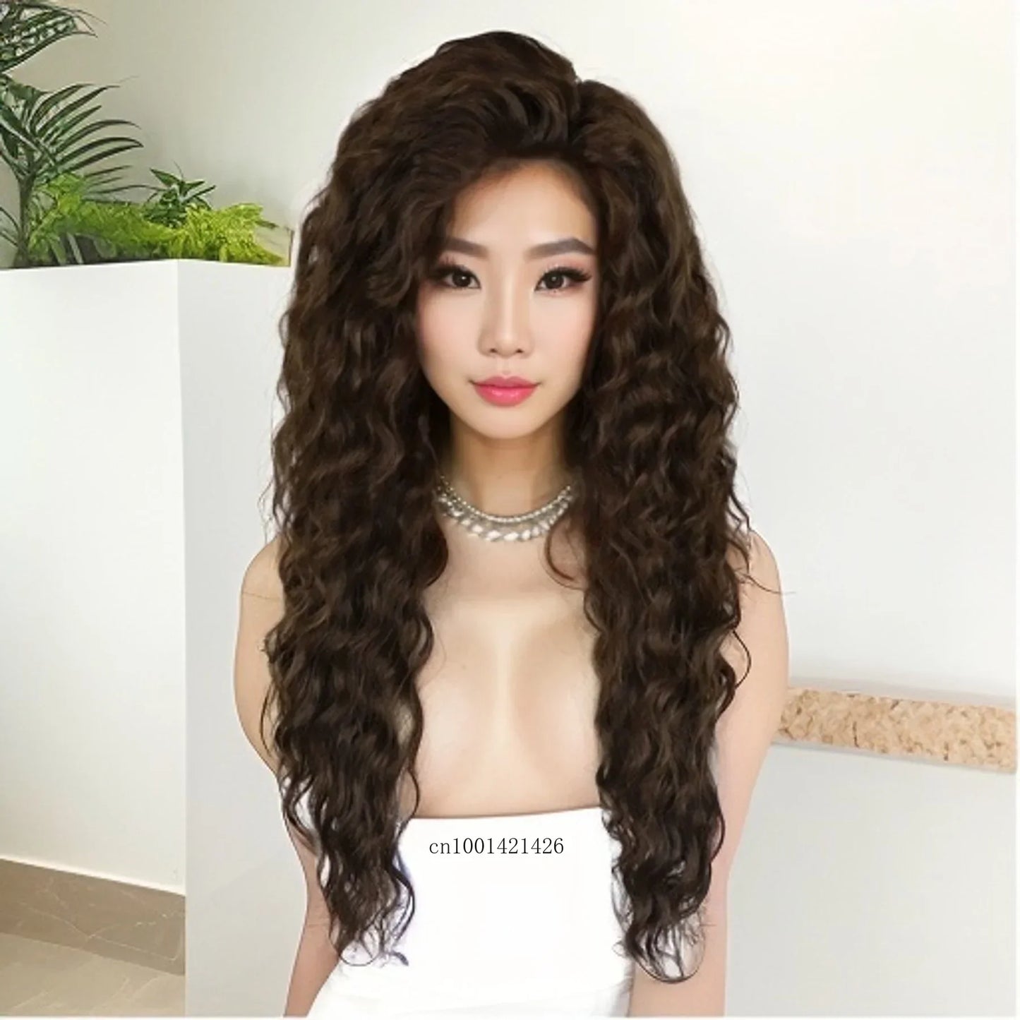 Perruque blonde bouclée cheveux synthétiques longs naturels perruques ondulées pour femmes blanches, raie libre, racines foncées, perruques ombrées, perruque ondulée tendance + autocollants