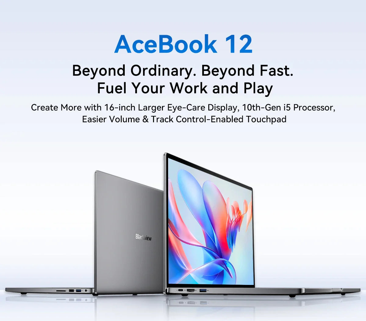 Blackview AceBook 12 Ordinateur portable Win 11 16'' FHD IPS, Notebook Intel I5-1030NG7, 16 Go RAM 512 Go SSD, Bouton d'alimentation 2-en-1 avec empreinte digitale