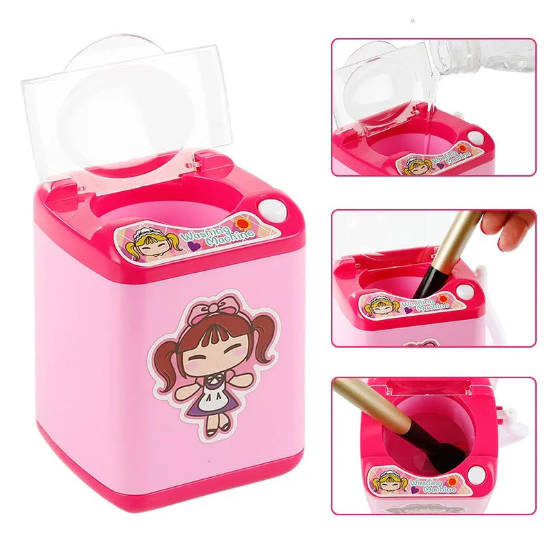 Mini machine à laver électrique pour pinceaux de maquillage - Nettoie et essore les pinceaux - Jouet pour brosses à maquillage - Œuf de beauté - Nettoie les pinceaux de maquillage