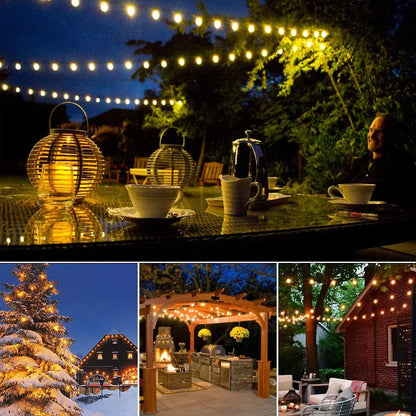 G40 Solar Outdoor String Lights, with remote controls, shatterproof globe bulb, IP65 waterproof, Patio Light for Garden Decor