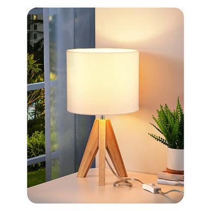 RALCA-treppiede lampe de Table lampe de chevet mignonne avec abat-jour, lampe de chevet pour chambre à coucher, chambre d'enfant, salon, Base en bois