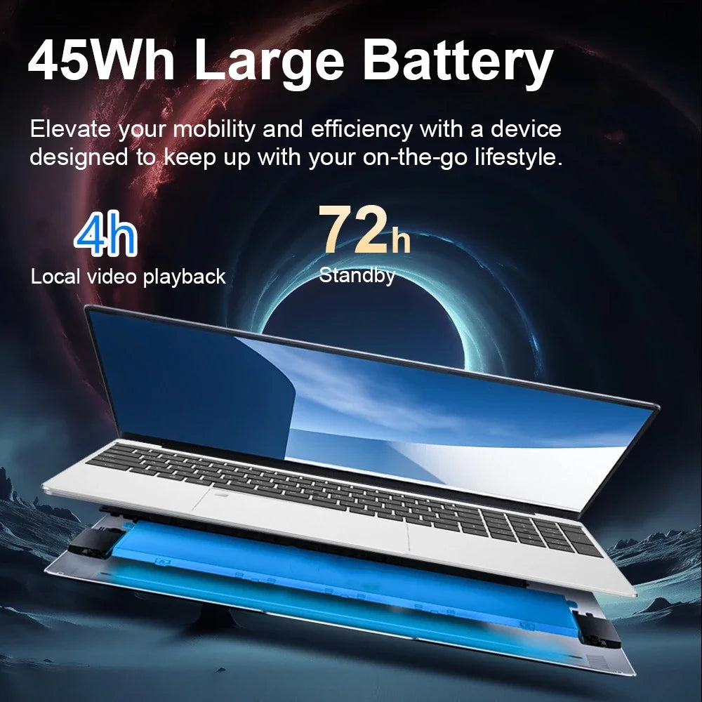 Laptop Intel N5095 15.6 Inch 16GB RAM 1TB SSD DDR4 Windows 11 Fingerprint Unlock Backlit Keypad HD Camera BT4.2 Computer PC