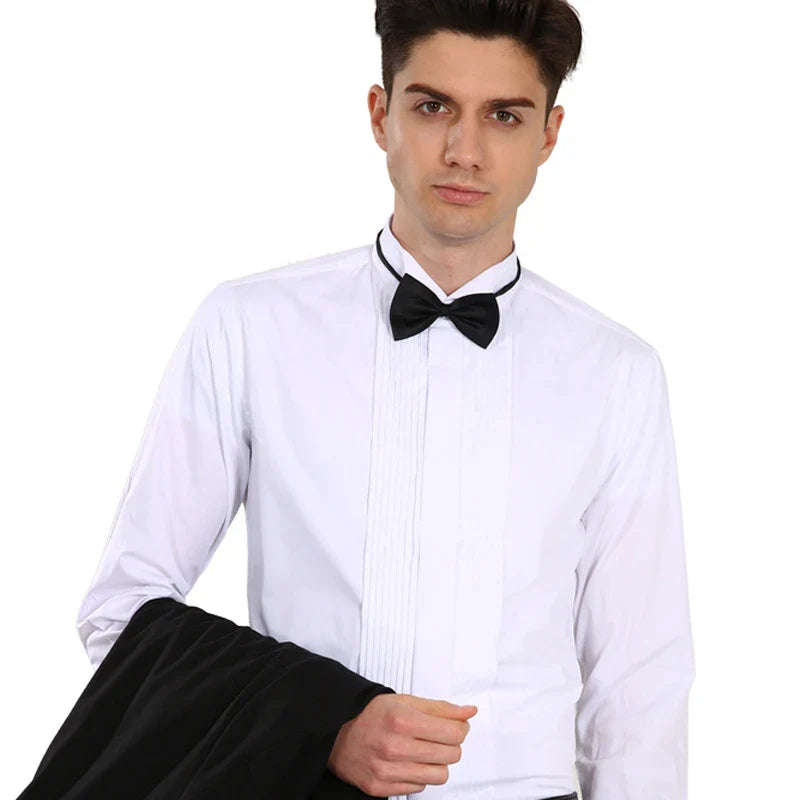 Chemise habillée blanche pour homme, simple boutonnage, manches longues, col carré, pour mariage/fête/spectacle, Camisa masculine, Chemise S-7XL 8XL