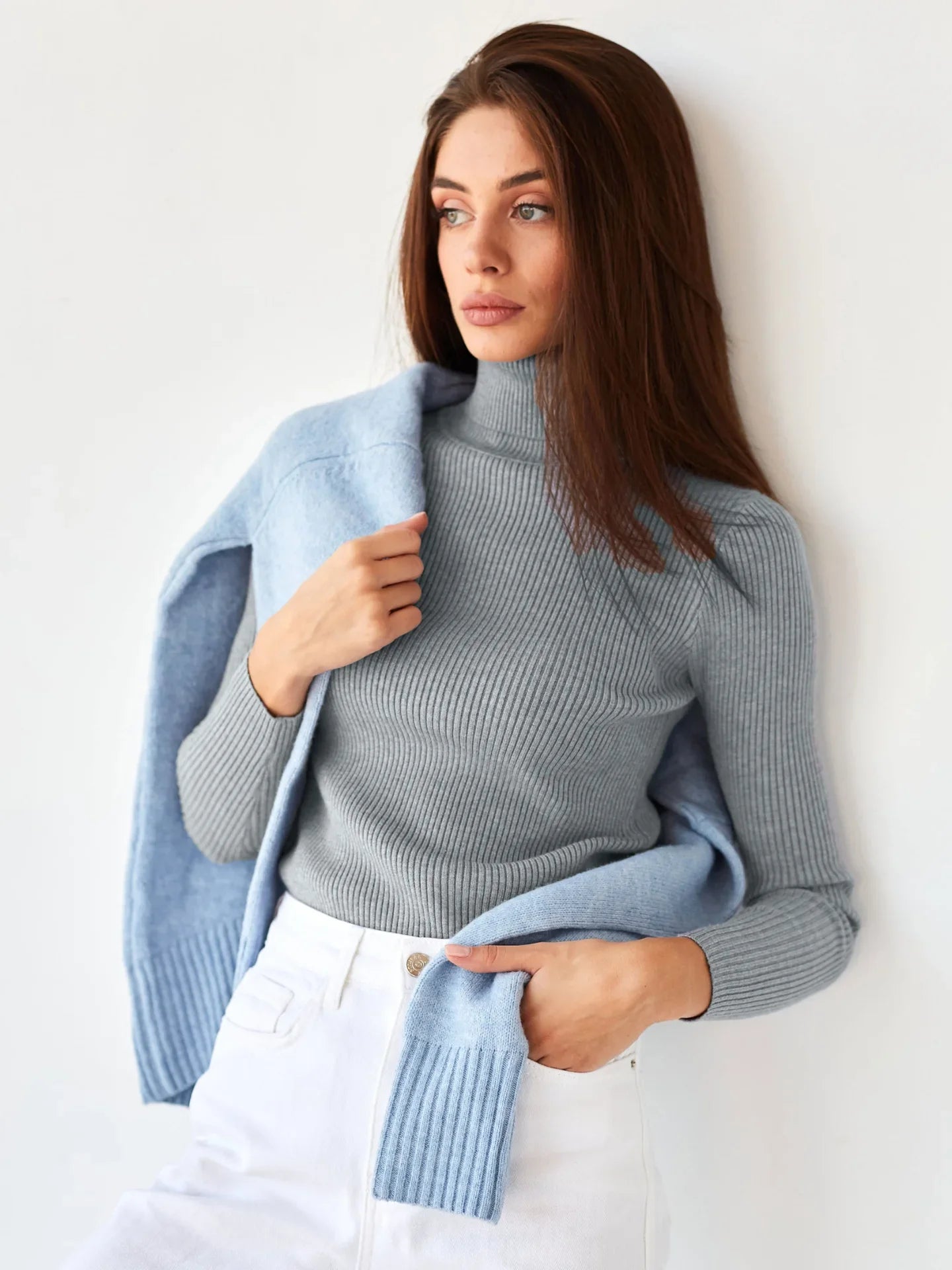 Women Sweater 2024 Autumn Knitted Pullovers Turtleneck Slim Knitting Bottoming Shirt Solid Color Knitwear Jumpers Basic Sweaters