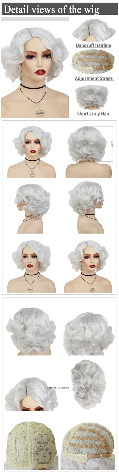 Synthetic Hair Pink Short Curly Wig for Women Big Wavy 80s Cosplay Wigs Halloween Costume Harajuku Anime Wig Natural Looking