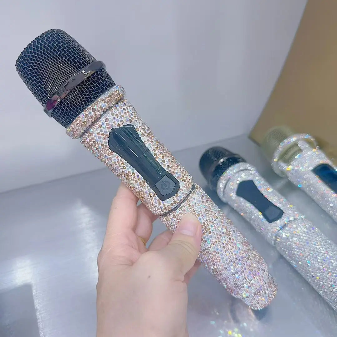 Microphone sans fil professionnel à strass scintillants, fréquence UHF réglable en métal pour spectacle Paryt, enseignement, haut-parleur de mariage