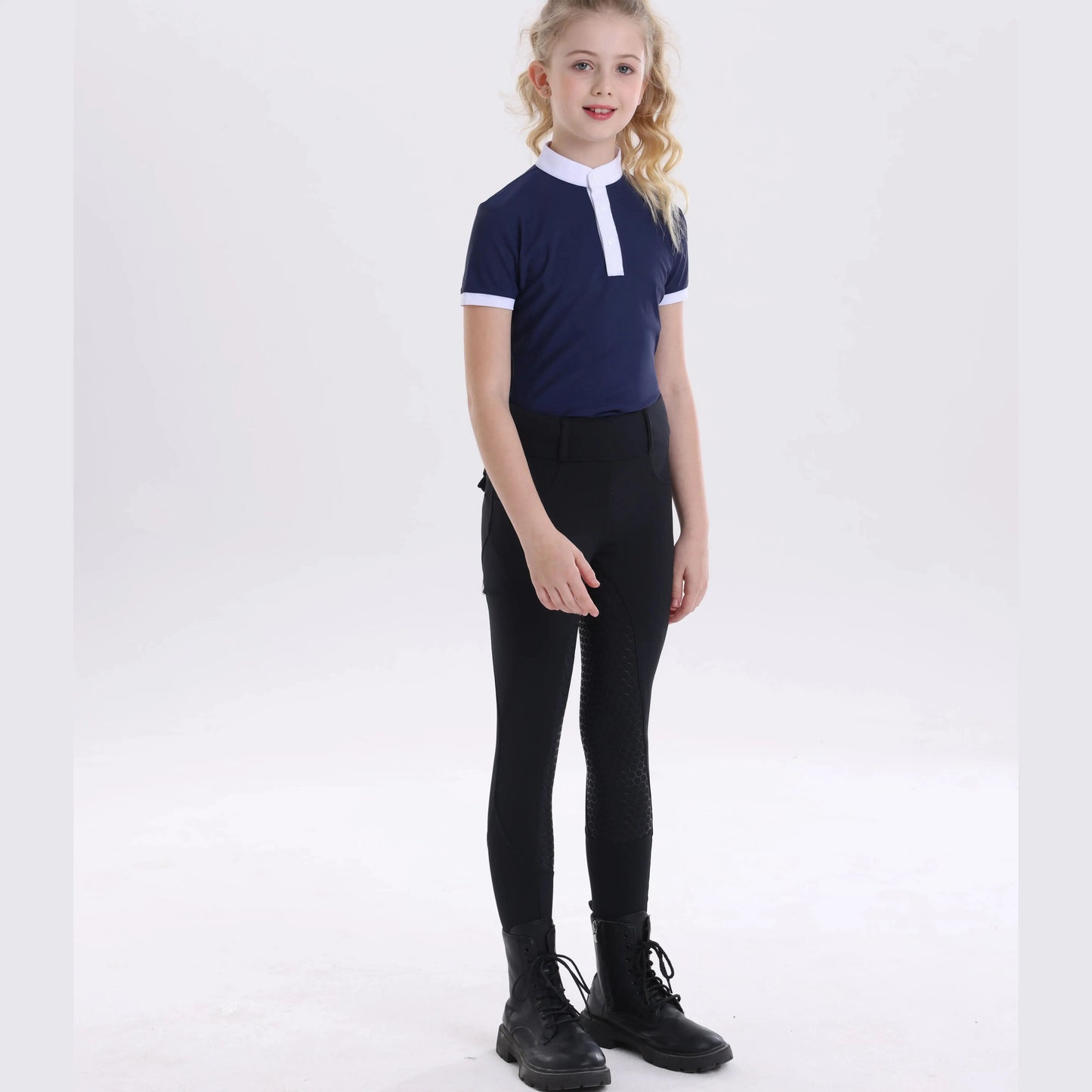 Summer children's equestrian pants high elasticity knitted children's horse riding pants full silicone