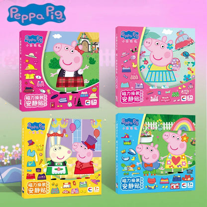 Nouveau Peppa Pig Page Habiller Autocollants Magnétiques Puzzle Magnétique Bricolage Habiller Autocollants Jouets à Tirer Cadeaux de Noël pour Enfants