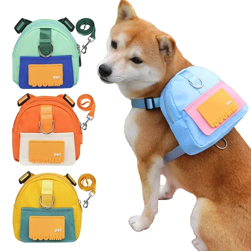 Sac à dos portable pour animaux de compagnie avec collier SFP, sacs à crottes, sacs de récompense, voyage en plein air, entraînement de chien, friandises pour chiots, poudres anale.