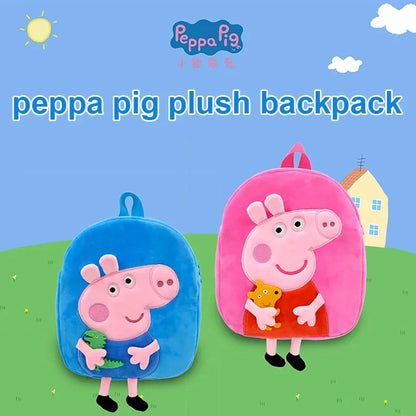 Peppa Pig Crossbody Bag Stereoscopic Doll Backpack Anime Knapsack Plush Coin Purse Toys George Round Pocketbook Children's Gifts