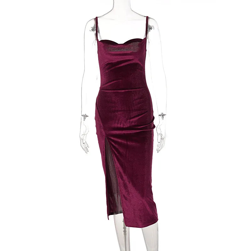 Ele Sexy Women's Spring 2024 Faionable Slim Fit Split Strapl Dr Polyester Fiber mid Waist Gown for Babies