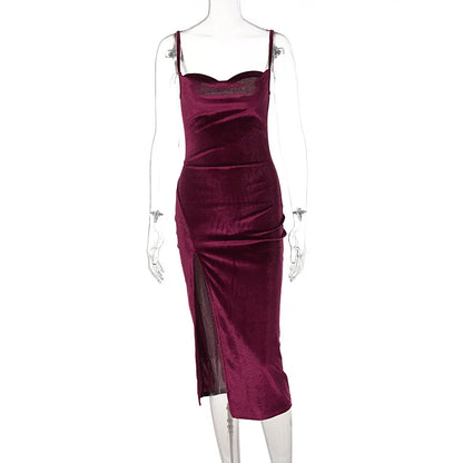 Ele Sexy Women's Spring 2024 Faionable Slim Fit Split Strapl Dr Polyester Fiber mid Waist Gown for Babies