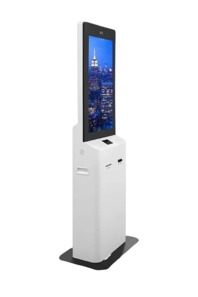 Self-service terminal payment kiosk Personalized check-in in interactive kiosk touch visitor management self-service