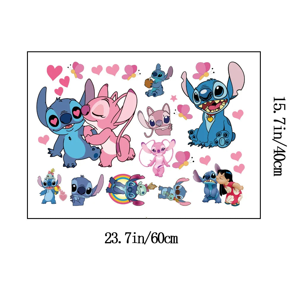 MINISO Autocollants Muraux Dessin Animé Lilo & Stitch pour Chambre d'Enfant, Maternelle, Salon, Chambre à Coucher, Décoration Murale, Poster Animé