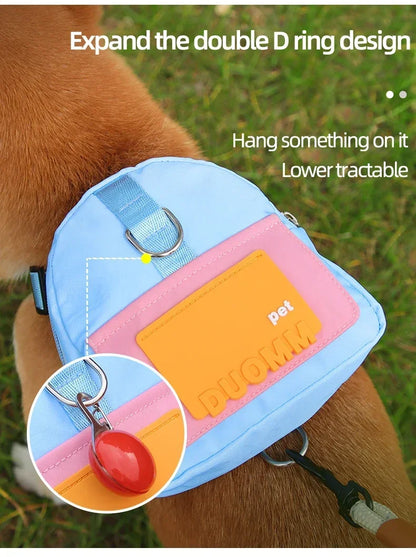 Sac à dos portable pour animaux de compagnie avec collier SFP, sacs à crottes, sacs de récompense, voyage en plein air, entraînement de chien, friandises pour chiots, poudres anale.