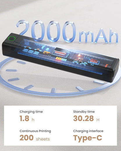 NEWYES Portable Thermal Printer Inkless Printer Wireless Connectivity Business Travel Home Education Use