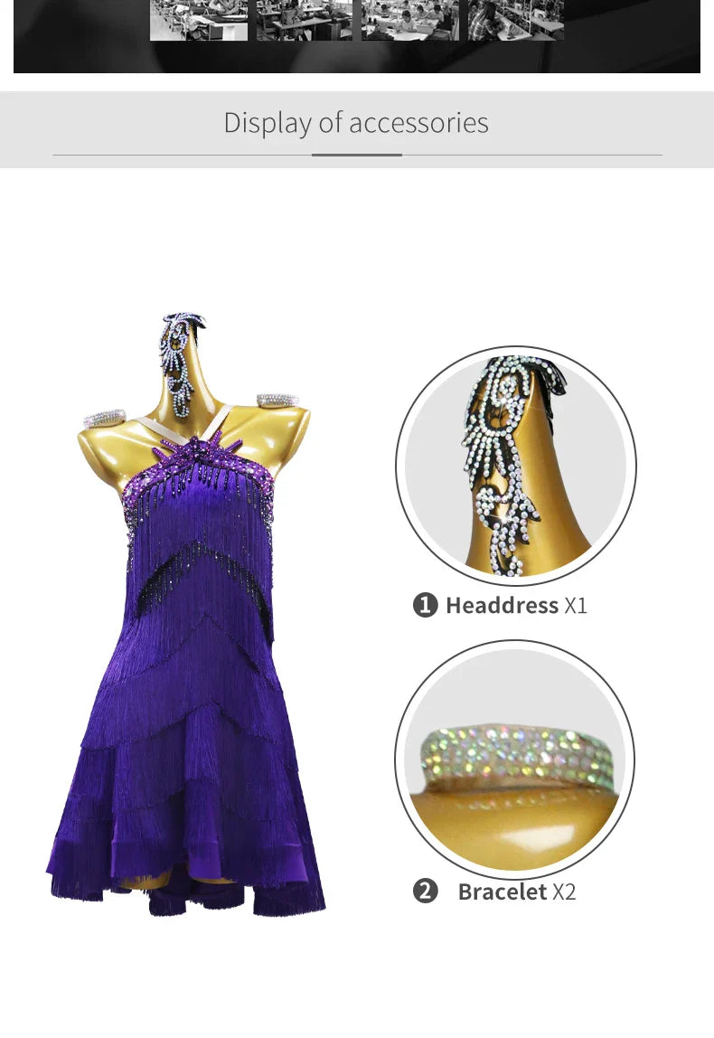 Costumes de danse latine, robe de soirée pour femme, tenue de performance de samba, compétition 2026, vêtements de bal pour adultes, tenue de danse pour filles, costume à franges sportif
