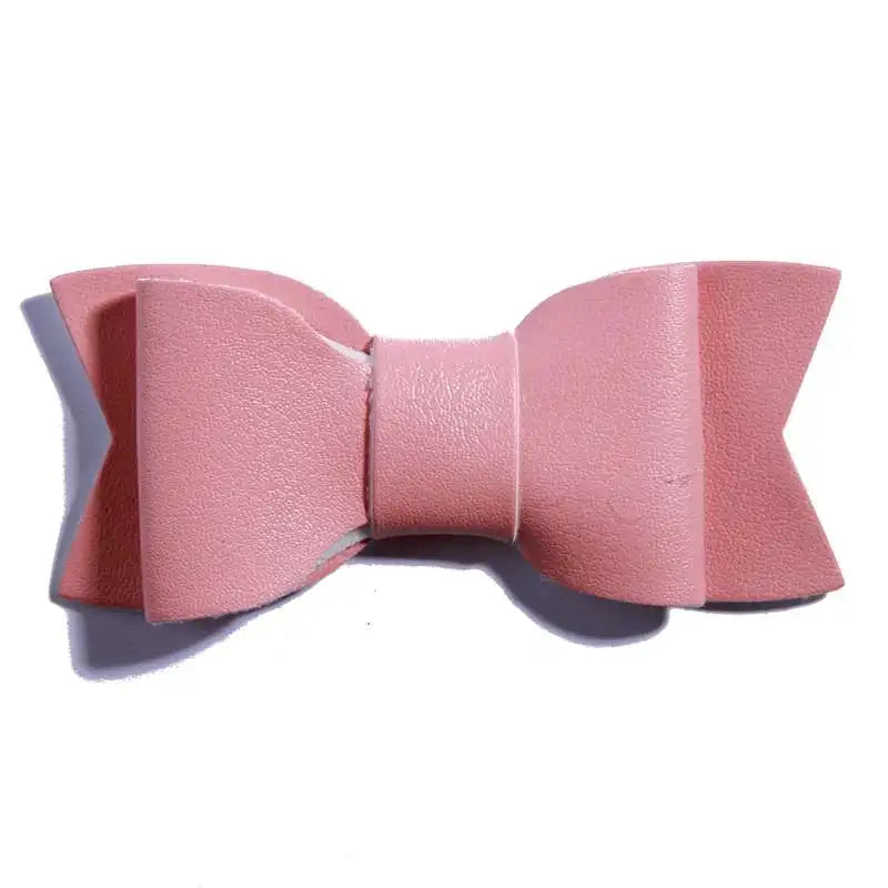 7.5CM Hot Sale Synthetic PU Leather Bows Knot For Hair Accessories Hair Bow With Clip For Headbands U Pick