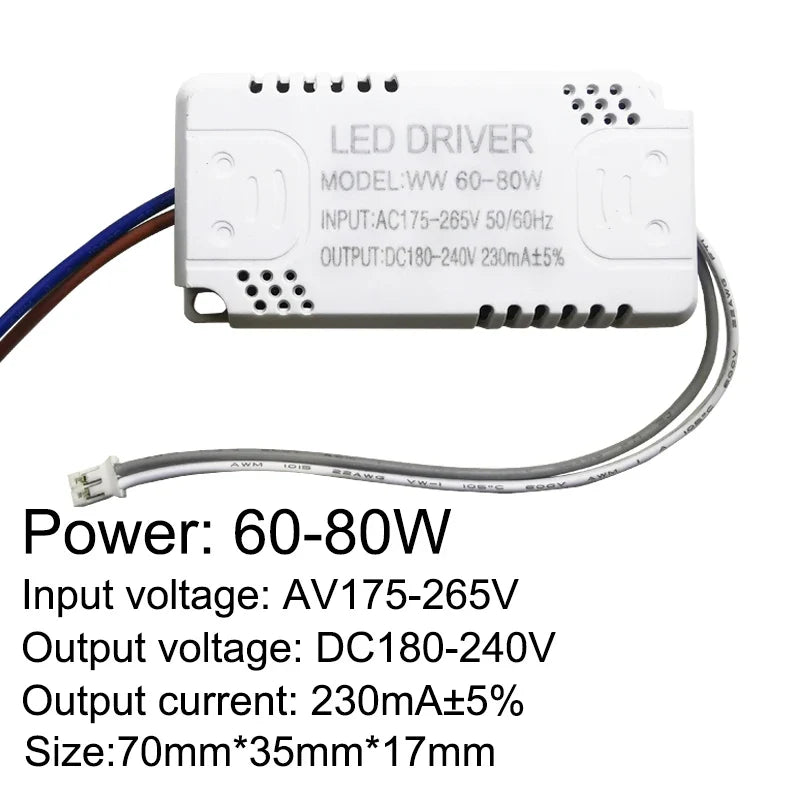 Pilote LED 230mA 8-24w 24-40w 40-60w 60-80w 80-120w 100-150w, pilote à courant Constant, unité d'alimentation, transformateur LED