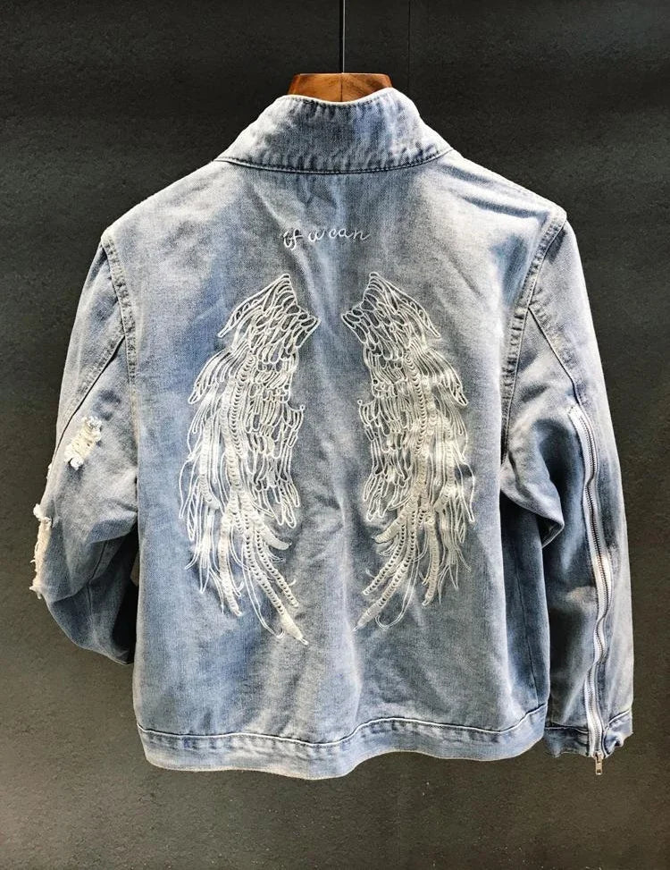Manteau de cowboy pour hommes, vestes en jean amples et déchirées pour hommes, vêtements d'automne en tissu, livraison rapide, nouveau produit élégant à prix abordable