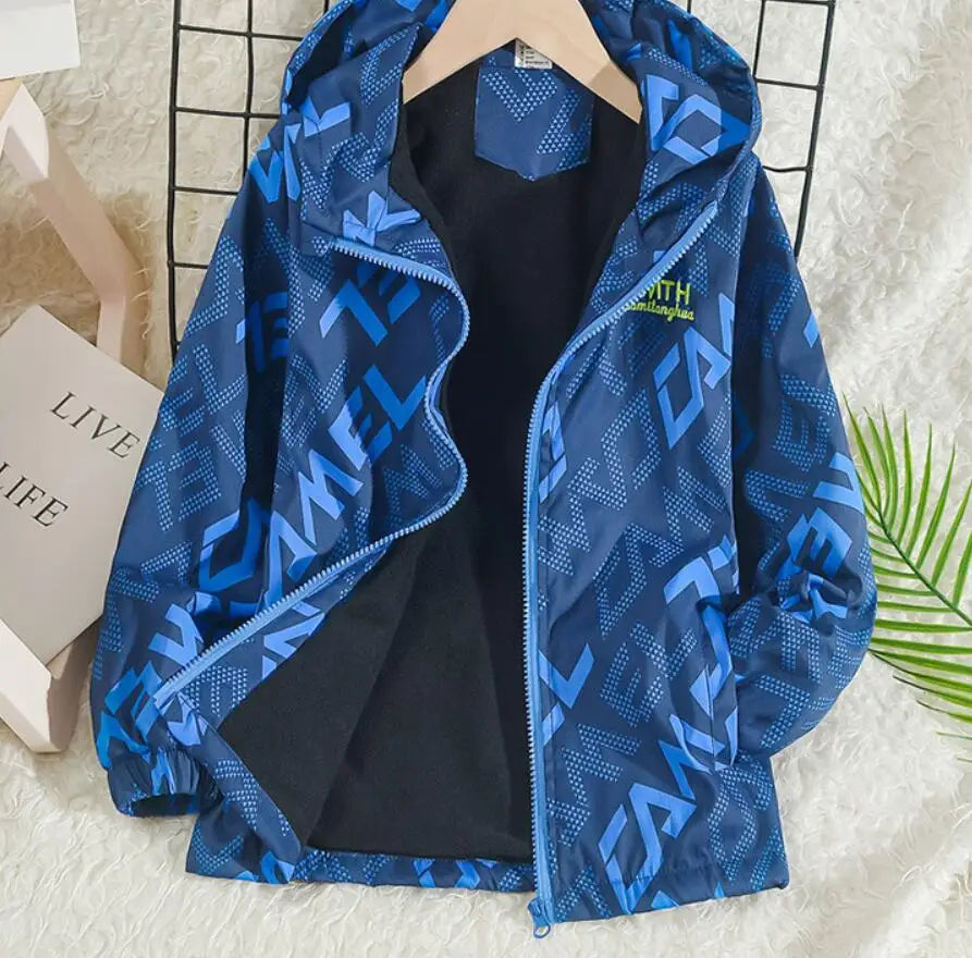 Boys Fashion Outdoor Jacket Thick Winter Waterproof Jackets For Kids Warm Clothes Autumn Boy's Windbreaker Hooded Coat