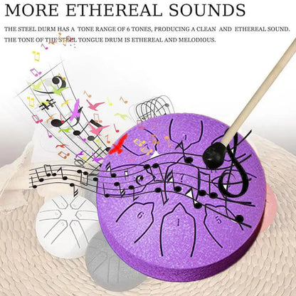 Steel Tongue Drum 4 Inch 9 Notes Percussion Instrument Balmy Drum with Drum Mallets Mini Handpan Drum for Meditation Yoga Majors