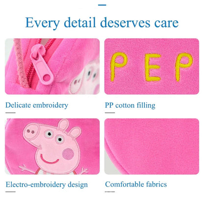 Peppa Pig Crossbody Bag Stereoscopic Doll Backpack Anime Knapsack Plush Coin Purse Toys George Round Pocketbook Children's Gifts