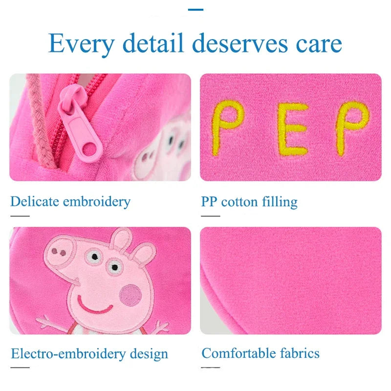 Peppa Pig Crossbody Bag Stereoscopic Doll Backpack Anime Knapsack Plush Coin Purse Toys George Round Pocketbook Children's Gifts