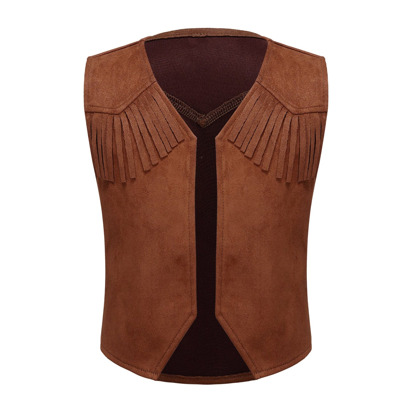 Gilet de cowboy occidental pour enfants filles garçons avec franges, gilet sans manches ouvert sur le devant, pour carnaval, Halloween, cosplay, déguisement