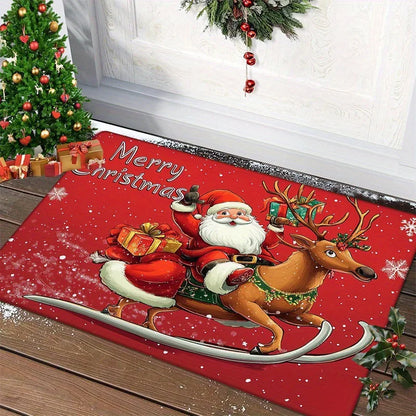 Tapis de porte de noël rouge, père noël, extérieur, intérieur, bonhomme en pain d'épice, nouvel an, joyeux noël, décoration de tapis de pied pour la maison