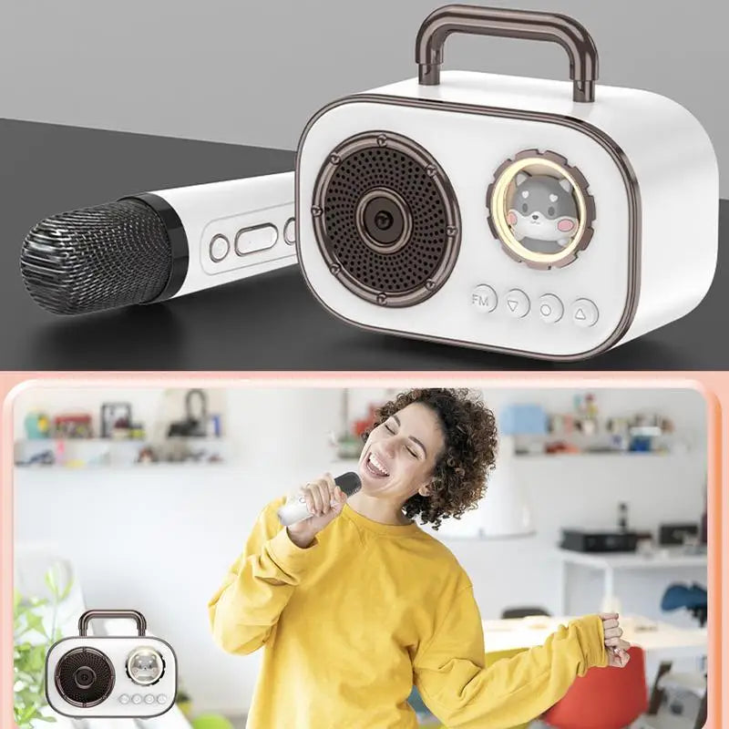 Kids Karaoke Machine Mini Wireless Karaoke Machine With Microphone Long Battery Life Rechargeable Audio Supplies With Dual Mic