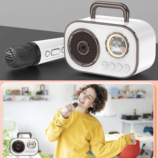 Kids Karaoke Machine Mini Wireless Karaoke Machine With Microphone Long Battery Life Rechargeable Audio Supplies With Dual Mic