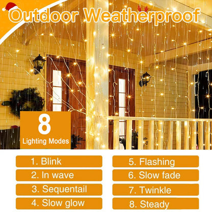 220V LED Curtain Light, Holiday Curtain String Light, Indoor and Outdoor, Christmas Decoration, Fairy Lights