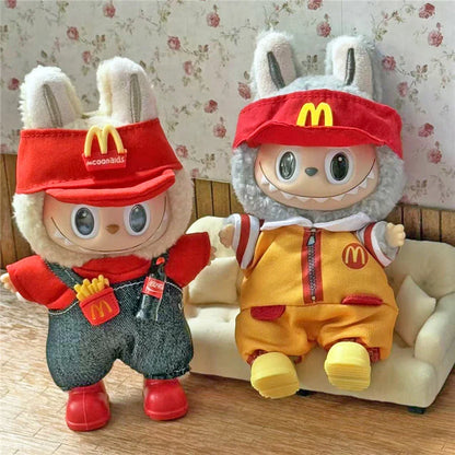 Tenue de travail Vêtements pour poupée Labubu Mode Café Fast-food Frites Hamburgers Tenue Vêtements Accessoires Cosplay
