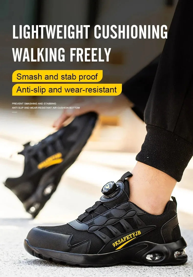 YIZHONCO Autumn Safety Shoes BOA Men Sneakers Steel Toe Cap Shoe Work Shoes Puncture-Proof Work Safety Shoes Boots