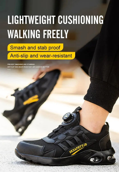 YIZHONCO Autumn Safety Shoes BOA Men Sneakers Steel Toe Cap Shoe Work Shoes Puncture-Proof Work Safety Shoes Boots