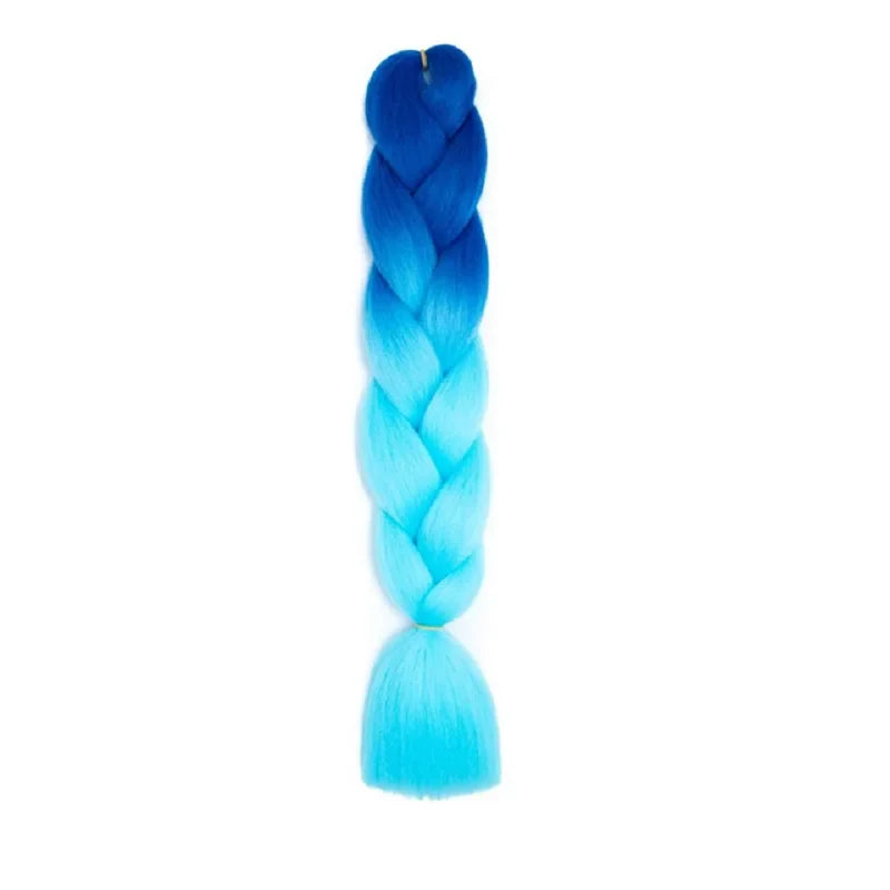 24Inch Synthetic Ombre Rainbow Mixed Colors Long Straight Box Jumbo Braids Hairpiece Crochet Hair for Women
