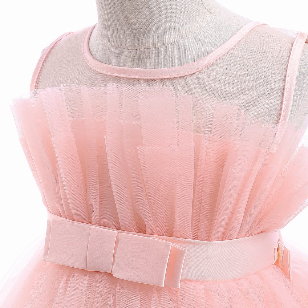 Formal evening gowns for children, elegant evening dresses for girls, with train, detachable princess dress