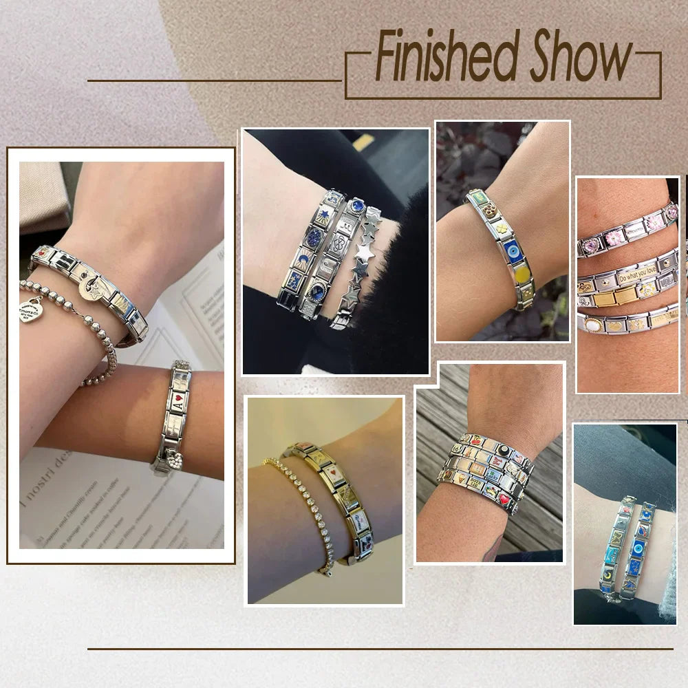 Y2k Colour Four Seasons Spring Summer Autumn Winter Italian Charms Link Fit 9mm Stainless Steel Bracelet Making DIY Jewelry