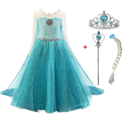 Robe Elsa pour filles de 3 à 10 ans, robe de princesse Elsa pour anniversaire, carnaval, Pâques, Halloween, fête, cosplay, costume pour filles