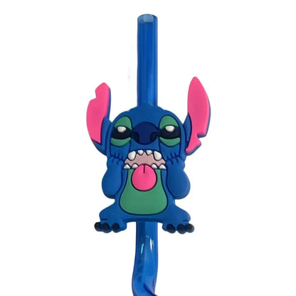 Cartoon Stitch Series Curved Straw Ice Cream Straw Soft Rubber Environmentally Friend Material Food Grade Artistic Design Straw