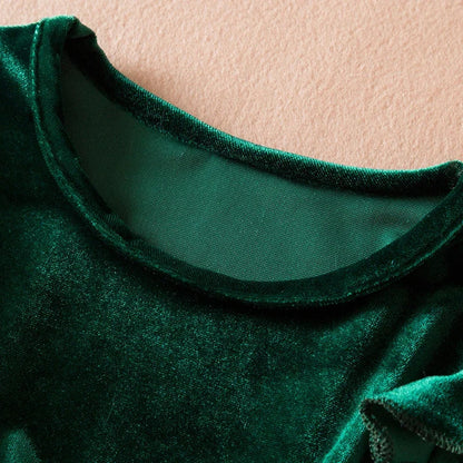 Green Christmas Dress for Kids Girls Autumn Long Sleeves Princess Dresses Children Winter Birthday Party New Year Costume 3-8Yrs