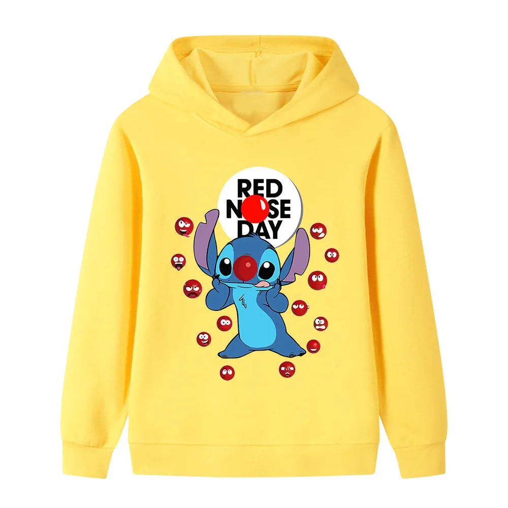 Stitch Fashion Cartoon Hoodies for Girls and Boys, Warm Autumn and Winter Children's Sweatshirts, Fashionable and Versatile Tops