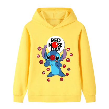 Stitch Fashion Cartoon Hoodies for Girls and Boys, Warm Autumn and Winter Children's Sweatshirts, Fashionable and Versatile Tops